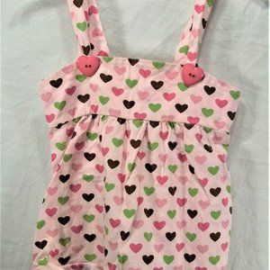Girls size 4 pink brown green heart spaghetti strap tank top shirt